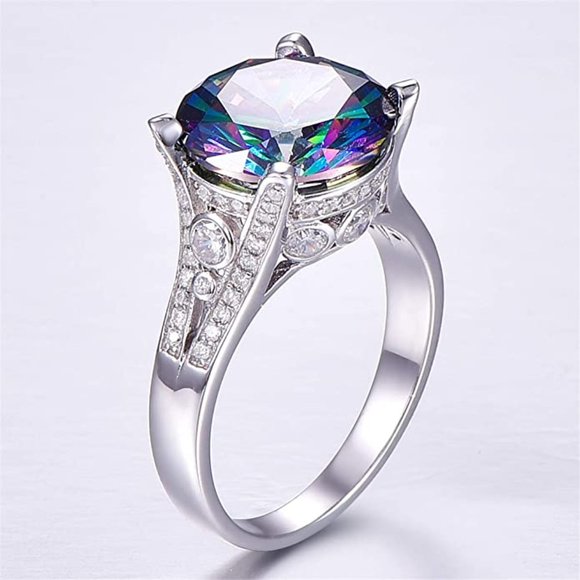 10.5ct Mystic Rainbow Ring - 925 Sterling Silver - Picture 3 of 7